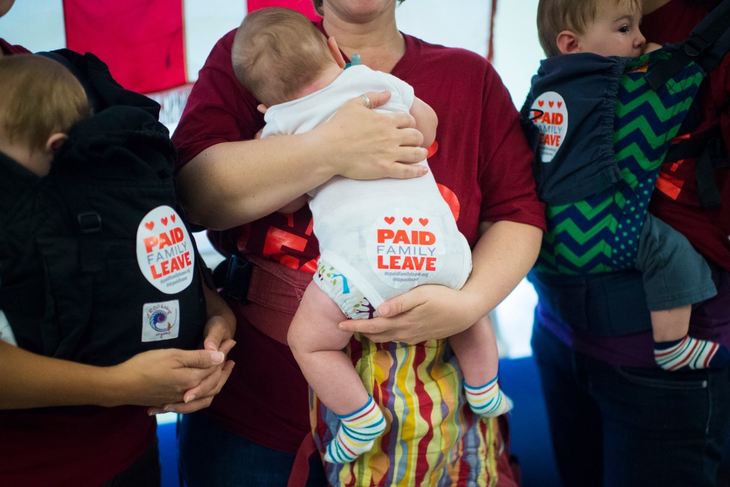 babybutts Babies with 'paid family leave' stickers