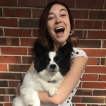 Lindy Wittenberg headshot, holding Peasy the dog